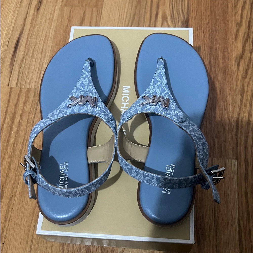 Michael Kors Denim Blue Thong Sandals - Picture 5 of 6